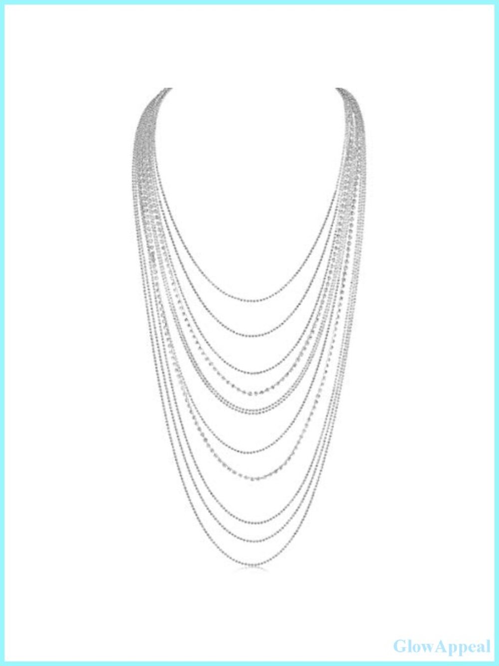 Simulated Diamond Statement Necklace Layered CZ Long Necklace